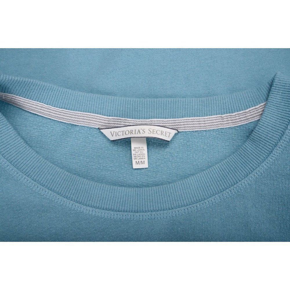 Victorias Secret Womens Sweatshirt Blue White Sequin Spellout Logo M Medium - Picture 6 of 6
